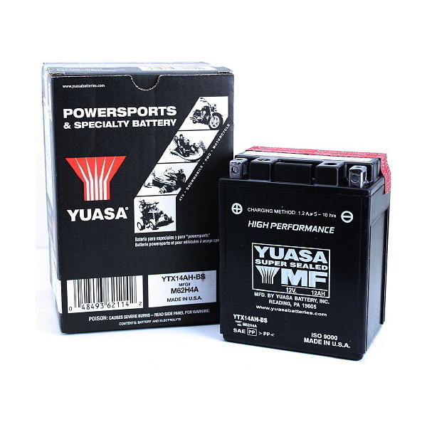 BATTERIA YUASA YTX14AH-BS (SIGILLATA CON ACIDO A CORREDO) 12V/12AH
